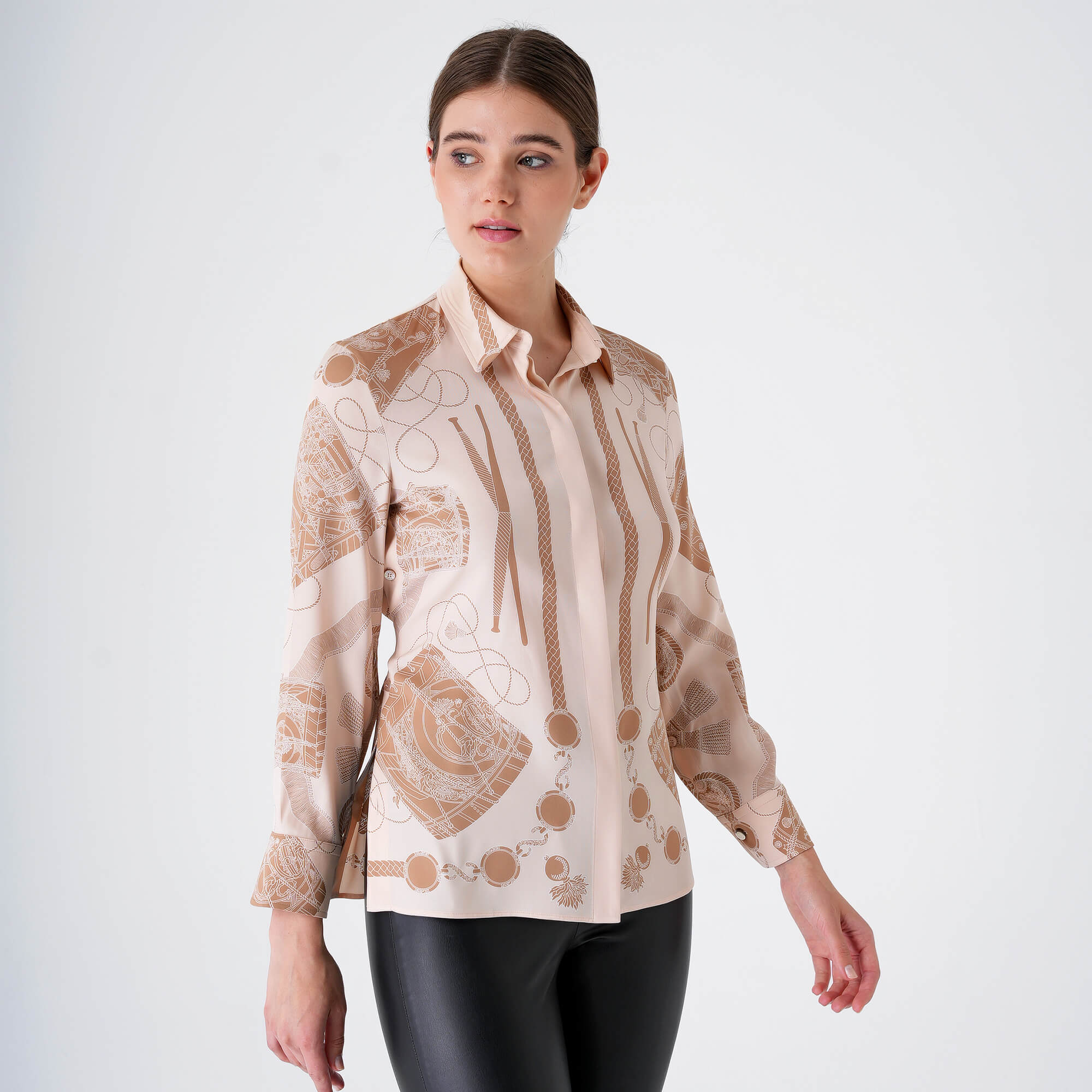 Hermes - Beige&White Canoe Silk Shirt